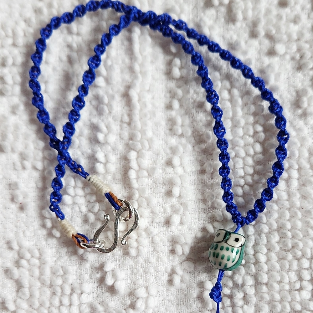 Handmade macrame neclace with owl pendant. 🦉 NWOT